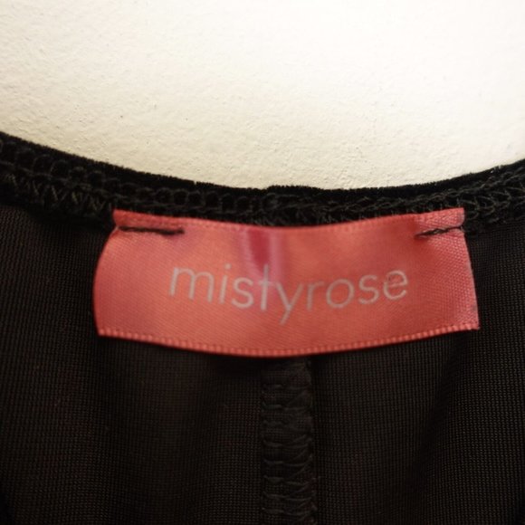 MISTYROSE Dress Velvet Black Bodycon Mini SMALL Strap Stretch Solid Open Back - Picture 2 of 10